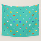 Colorful back to school sticker icon pattern Wall Tapestry Gallery Image 4