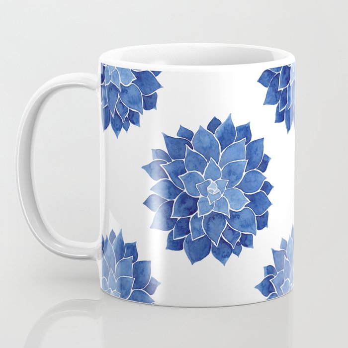 Indigo Succulent |  Watercolor Painting Coffee Mug Gallery Image 3