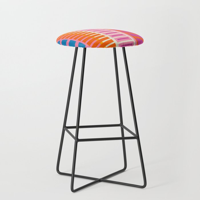 Colorful Block Stripe Bold Pattern Pink Green Orange Blue Stool Gallery Image 1