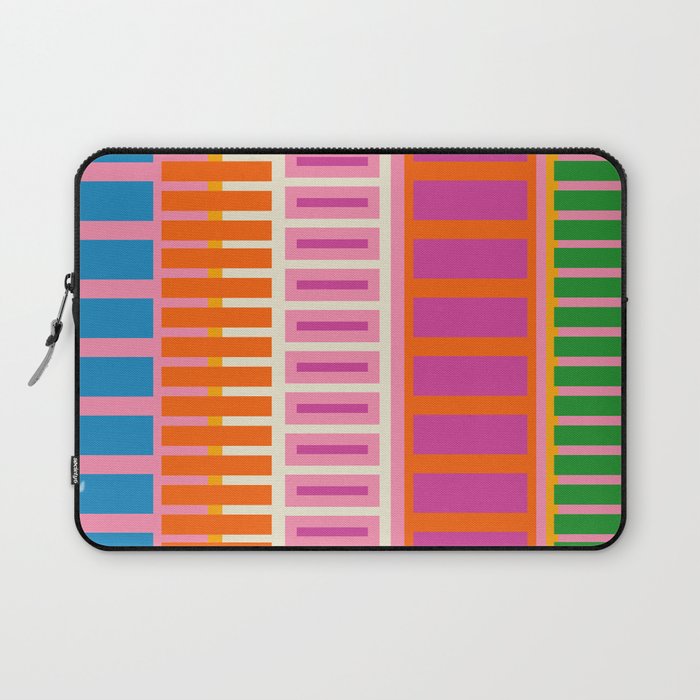 Colorful Block Stripe Bold Pattern Pink Green Orange Blue Laptop Sleeve Gallery Image 1