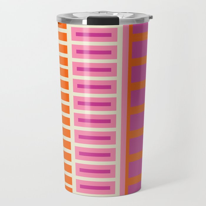 Colorful Block Stripe Bold Pattern Pink Green Orange Blue Travel Mug Gallery Image 1