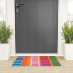 Colorful Block Stripe Bold Pattern Pink Green Orange Blue Welcome Mat Gallery Image 3