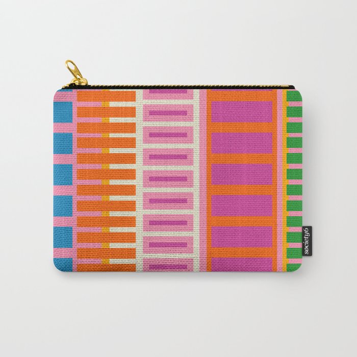 Colorful Block Stripe Bold Pattern Pink Green Orange Blue Carry All Pouch Gallery Image 1