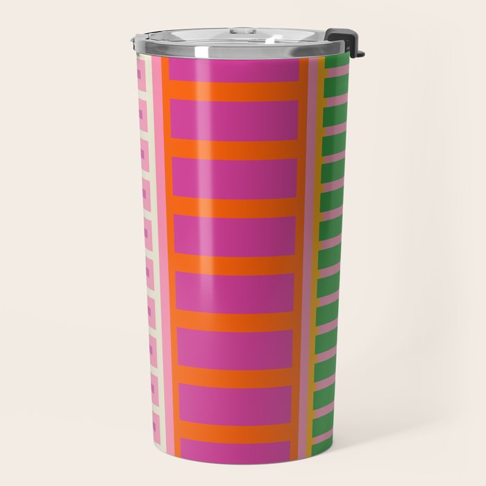 Colorful Block Stripe Bold Pattern Pink Green Orange Blue Travel Mug Gallery Image 2