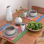 Colorful Block Stripe Bold Pattern Pink Green Orange Blue Placemat Gallery Image 2