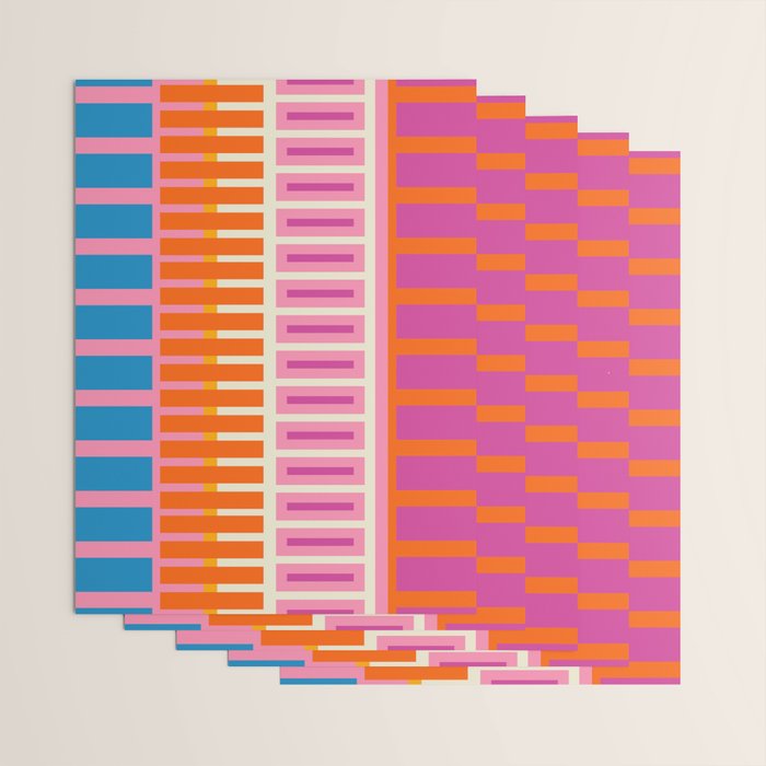 Colorful Block Stripe Bold Pattern Pink Green Orange Blue Wrapping Paper Gallery Image 3