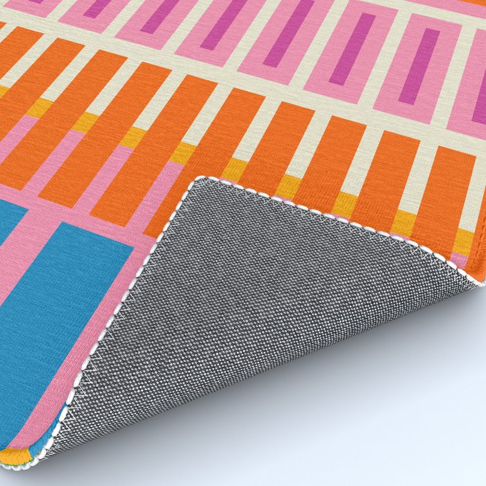 Colorful Block Stripe Bold Pattern Pink Green Orange Blue Rug Gallery Image 4