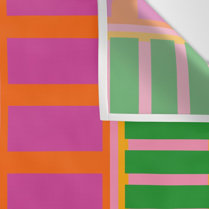 Colorful Block Stripe Bold Pattern Pink Green Orange Blue Wall Tapestry Gallery Image 3