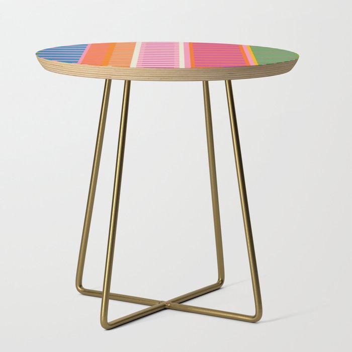 Colorful Block Stripe Bold Pattern Pink Green Orange Blue Side Table Gallery Image 1