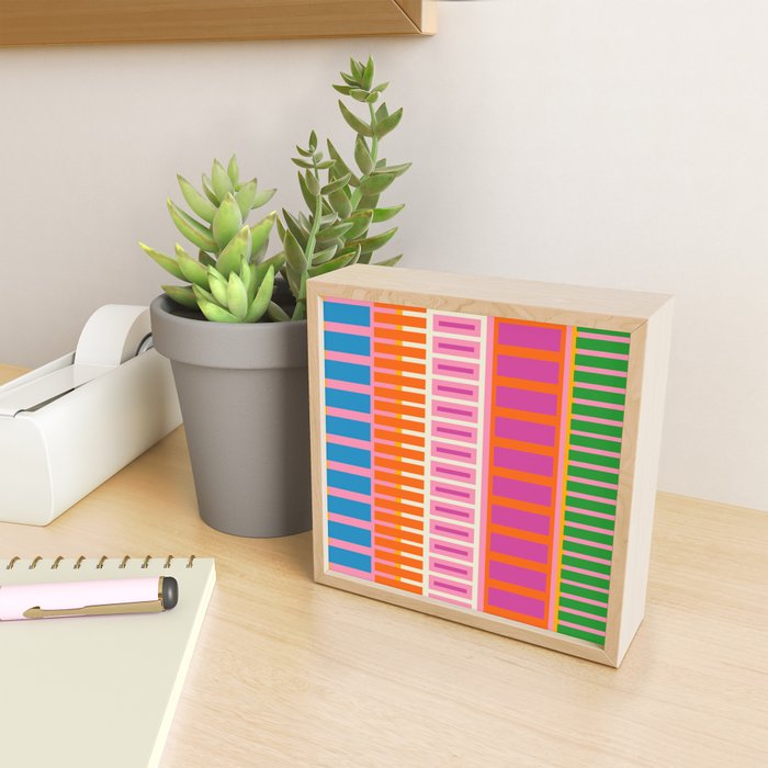 Colorful Block Stripe Bold Pattern Pink Green Orange Blue Mini Art Print Gallery Image 2