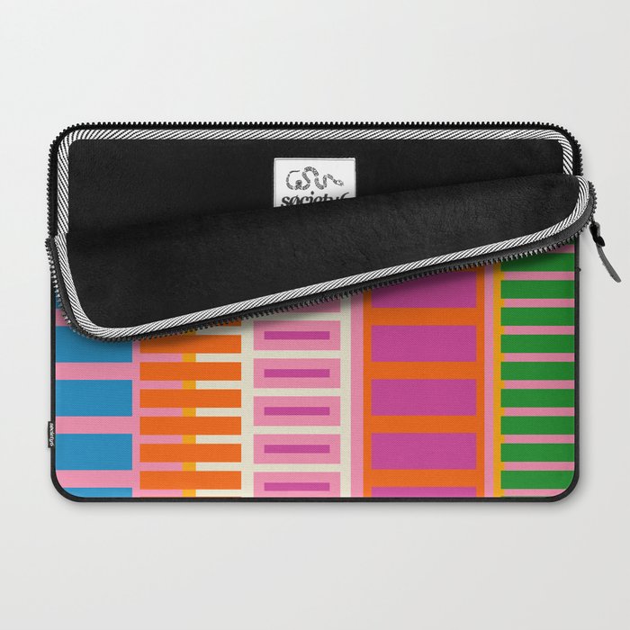 Colorful Block Stripe Bold Pattern Pink Green Orange Blue Laptop Sleeve Gallery Image 2