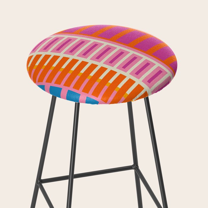 Colorful Block Stripe Bold Pattern Pink Green Orange Blue Stool Gallery Image 2