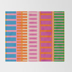 Colorful Block Stripe Bold Pattern Pink Green Orange Blue Throw Blanket Gallery Image 2