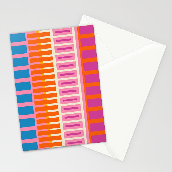 Colorful Block Stripe Bold Pattern Pink Green Orange Blue Stationery Card Gallery Image 2