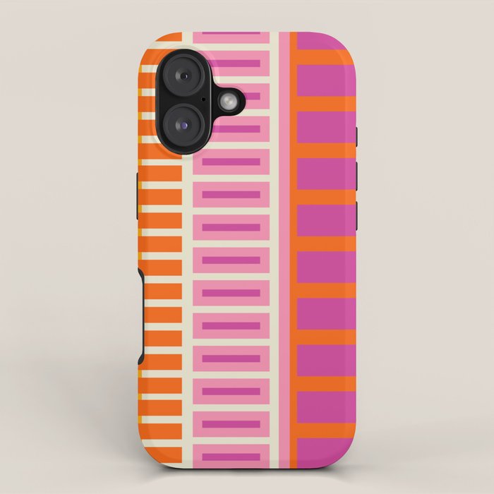 Colorful Block Stripe Bold Pattern Pink Green Orange Blue iPhone Case Gallery Image 1