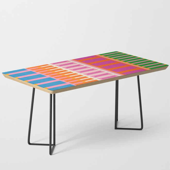 Colorful Block Stripe Bold Pattern Pink Green Orange Blue Coffee Table Gallery Image 1