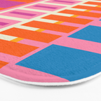 Colorful Block Stripe Bold Pattern Pink Green Orange Blue Bath Mat Gallery Image 3