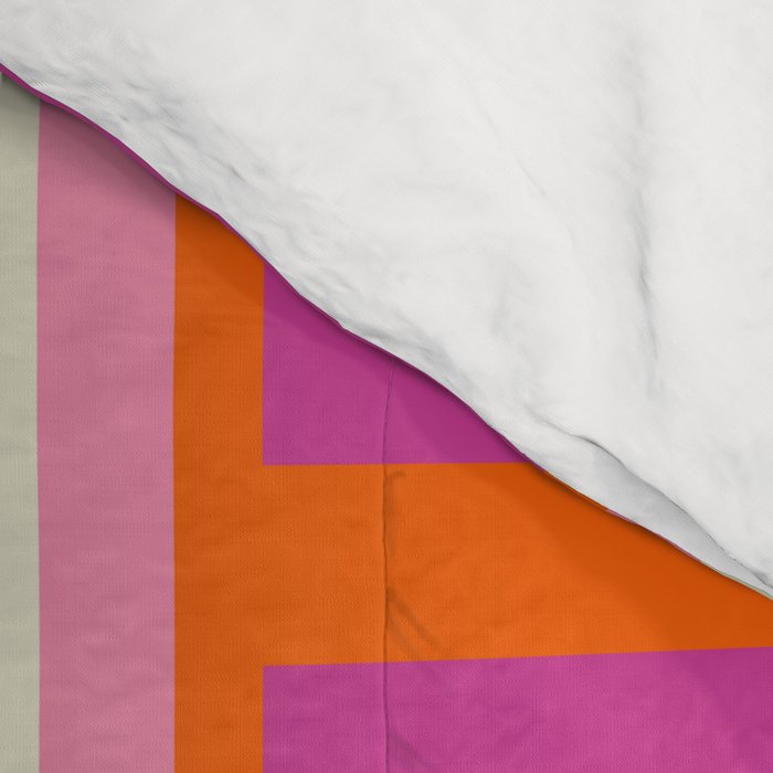 Colorful Block Stripe Bold Pattern Pink Green Orange Blue Comforter Gallery Image 4