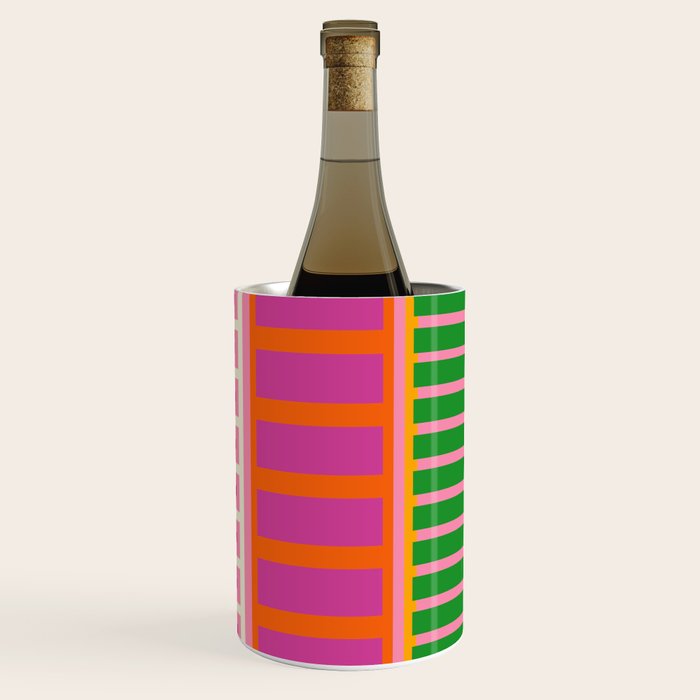 Colorful Block Stripe Bold Pattern Pink Green Orange Blue Wine Chiller Gallery Image 3