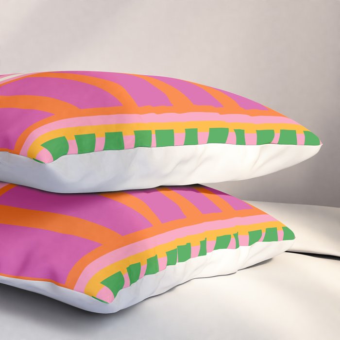 Colorful Block Stripe Bold Pattern Pink Green Orange Blue Pillow Sham Gallery Image 3
