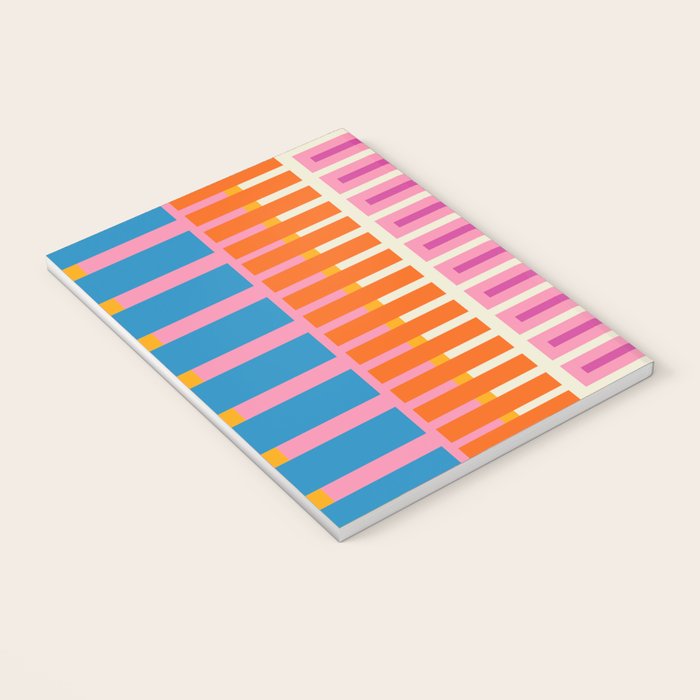 Colorful Block Stripe Bold Pattern Pink Green Orange Blue Notebook Gallery Image 3