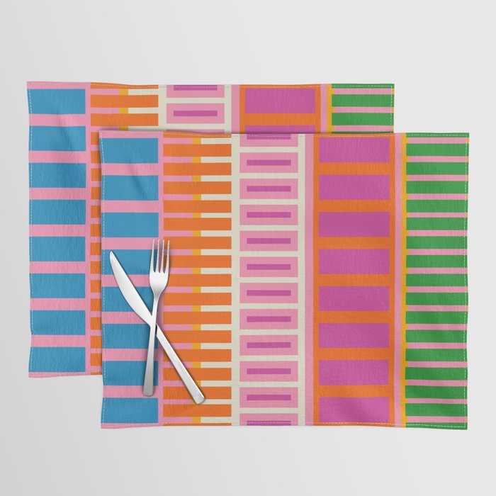 Colorful Block Stripe Bold Pattern Pink Green Orange Blue Placemat Gallery Image 1