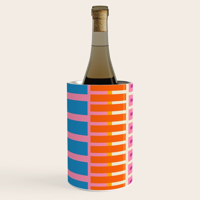 Colorful Block Stripe Bold Pattern Pink Green Orange Blue Wine Chiller Gallery Image 2