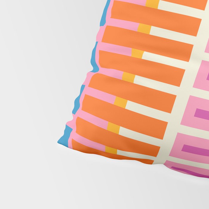 Colorful Block Stripe Bold Pattern Pink Green Orange Blue Pillow Sham Gallery Image 4