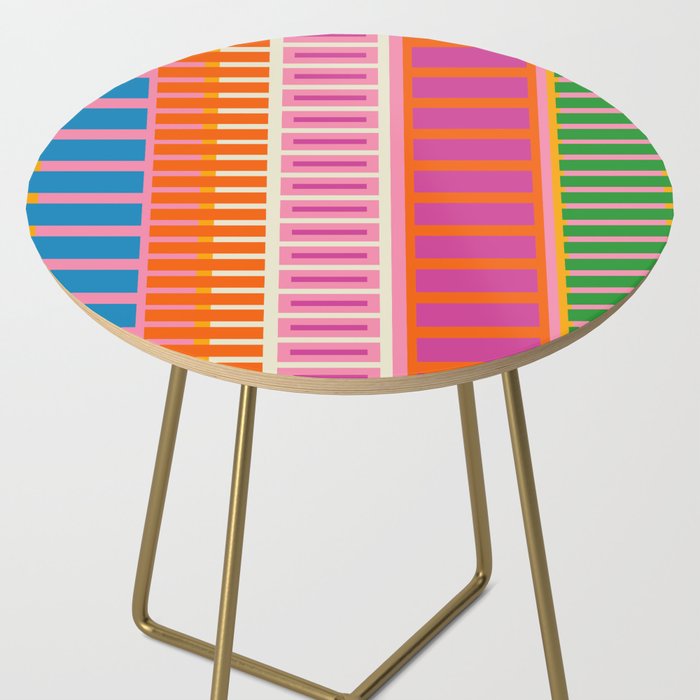 Colorful Block Stripe Bold Pattern Pink Green Orange Blue Side Table Gallery Image 2