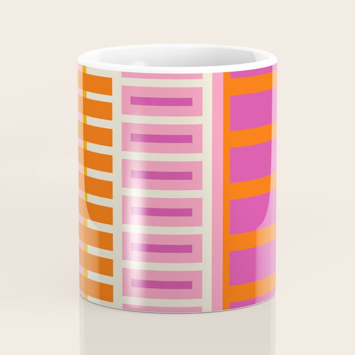 Colorful Block Stripe Bold Pattern Pink Green Orange Blue Coffee Mug Gallery Image 4