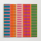 Colorful Block Stripe Bold Pattern Pink Green Orange Blue Wood Wall Art Gallery Image 1
