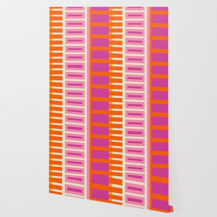 Colorful Block Stripe Bold Pattern Pink Green Orange Blue Wallpaper Gallery Image 2