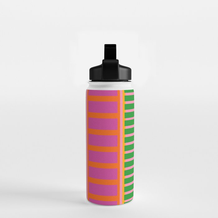 Colorful Block Stripe Bold Pattern Pink Green Orange Blue Water Bottle Gallery Image 2
