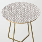 Abstract Herringbone Pattern, Rustic, Light Brown Side Table Gallery Image 2