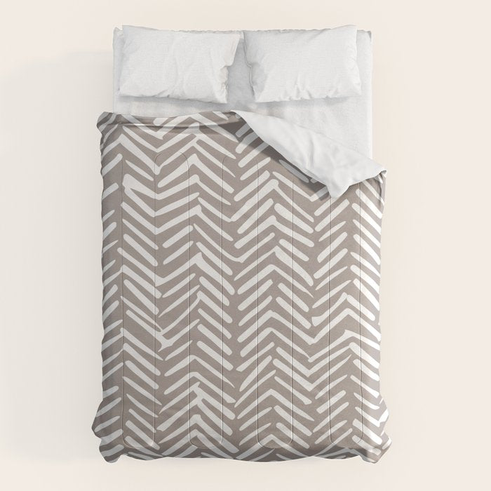 Abstract Herringbone Pattern, Rustic, Light Brown Comforter Gallery Image 6
