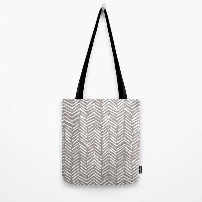 Abstract Herringbone Pattern, Rustic, Light Brown Tote Bag Gallery Image 2
