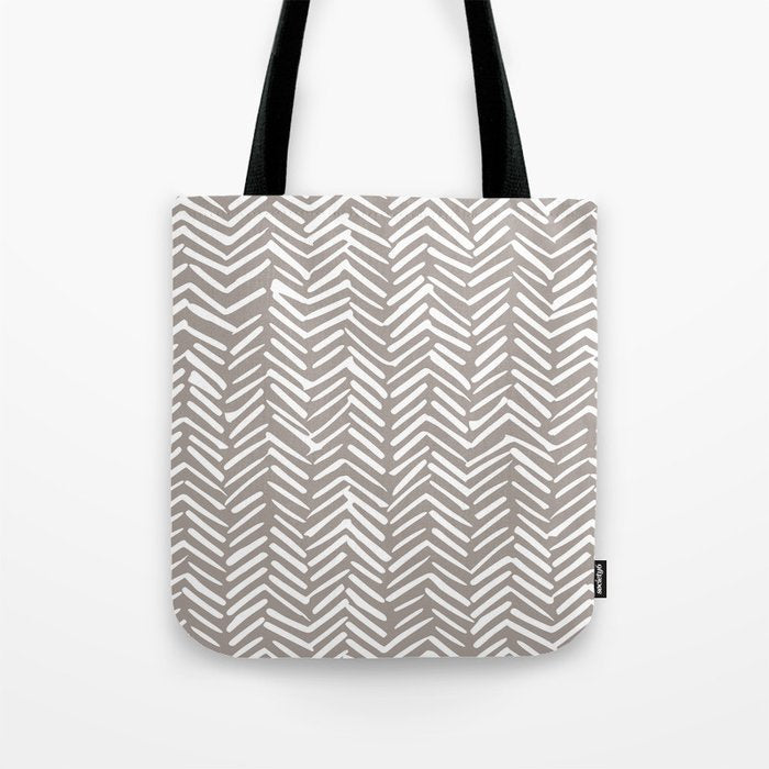 Abstract Herringbone Pattern, Rustic, Light Brown Tote Bag Gallery Image 1