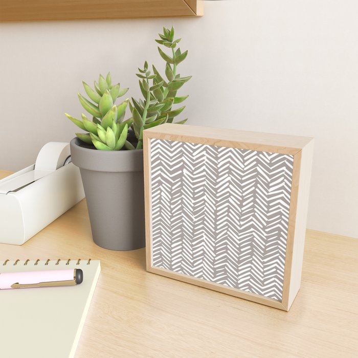 Abstract Herringbone Pattern, Rustic, Light Brown Mini Art Print Gallery Image 2