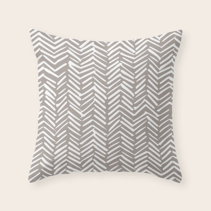 Abstract Herringbone Pattern, Rustic, Light Brown Throw Pillow Gallery Image 1