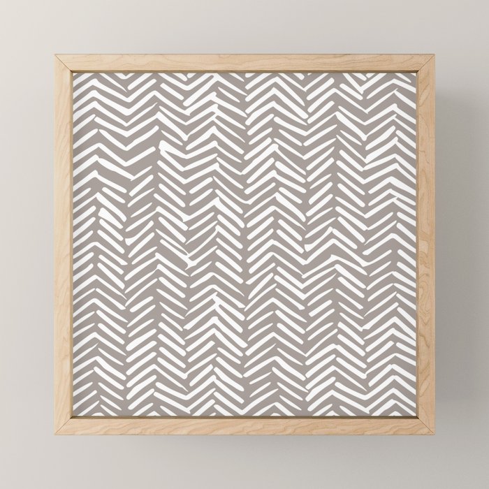 Abstract Herringbone Pattern, Rustic, Light Brown Mini Art Print Gallery Image 1