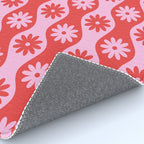 Retro Wavy Stripes with Flowers in Pink & Red Rug Gallery Image 4