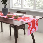 Retro Wavy Stripes with Flowers in Pink & Red Table Runner Gallery Image 2