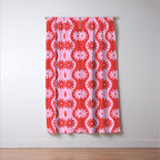 Retro Wavy Stripes with Flowers in Pink & Red Window Curtain Gallery Image 3