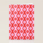 Retro Wavy Stripes with Flowers in Pink & Red Stationery Card Gallery Image 2