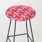 Retro Wavy Stripes with Flowers in Pink & Red Stool Gallery Image 2