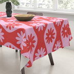 Retro Wavy Stripes with Flowers in Pink & Red Tablecloth Gallery Image 3