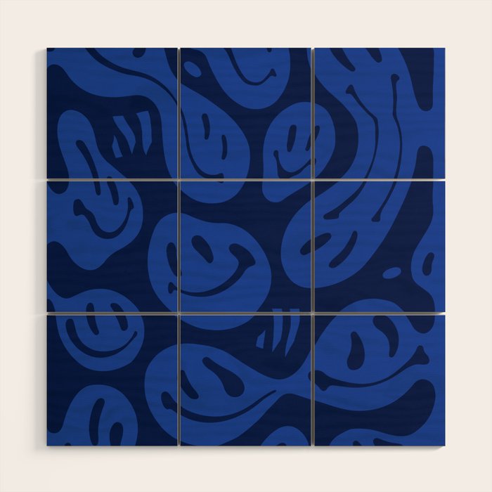 Cool Blue Melted Happiness Wood Wall Art Gallery Image 1