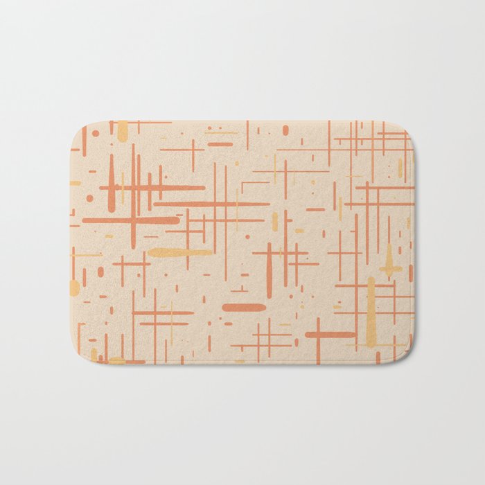 Mid-Century Modern Kinetikos Pattern in Soft Muted Orange Tones Bath Mat Gallery Image 1