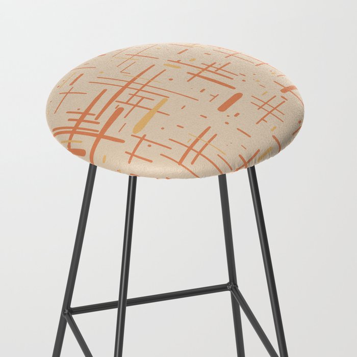 Mid-Century Modern Kinetikos Pattern in Soft Muted Orange Tones Stool Gallery Image 2
