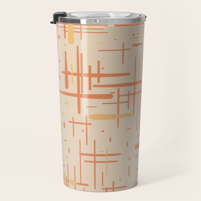 Mid-Century Modern Kinetikos Pattern in Soft Muted Orange Tones Travel Mug Gallery Image 3
